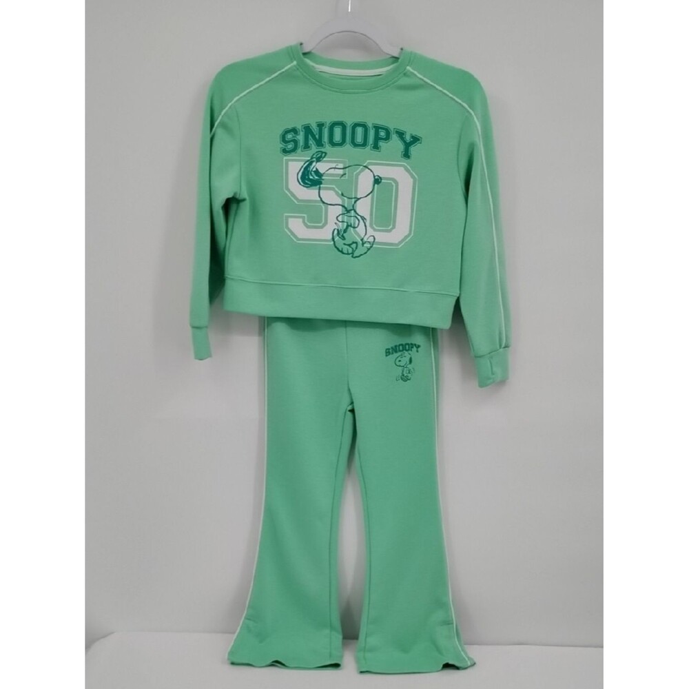 Peanuts Mint Green Snoopy Sweat Suit Set Sweatshirt Pants M 8